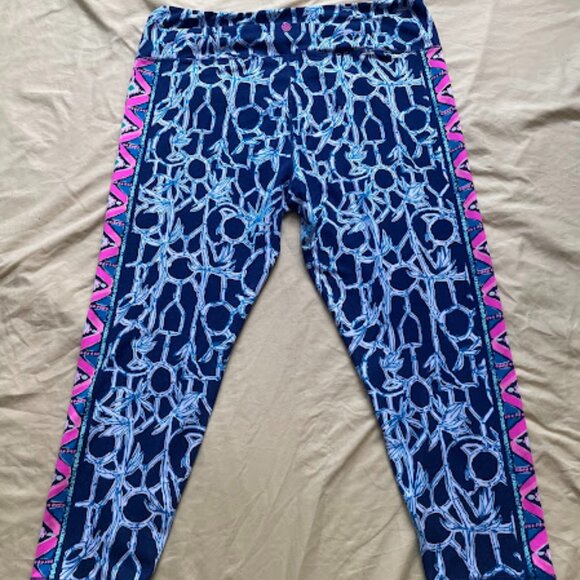 Lilly Pulitzer Pants - Lilly Pulitzer | Luxletic Cropped Leggings | Blue/Pink Print | Size XXL
